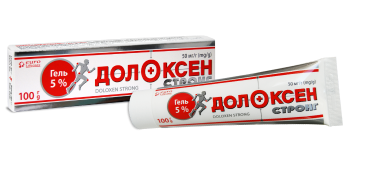 Тюбик и упаковка геля Долоксен Стронг